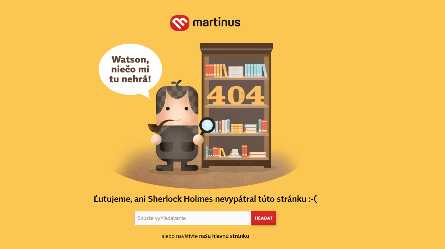Customizovaná 404 stránka kníhkupectva Martinus