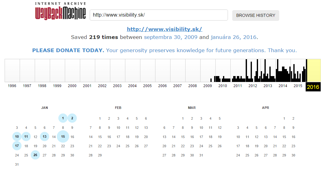 V nástroji Wayback Machine sa dozviete, ako vaša stránka vyzerala pred mesiacom alebo rokmi
