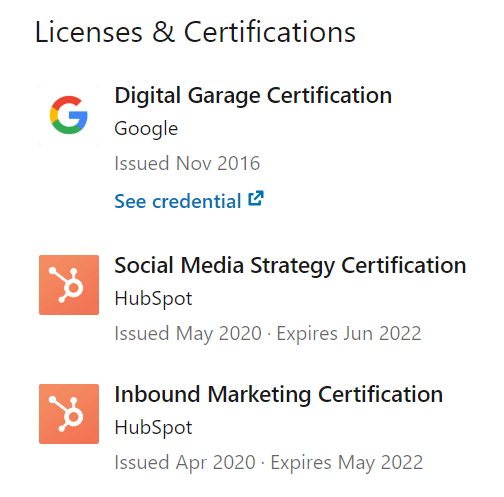 Odprezentovanie certifikátov na sociálnej sieti LinkedIn