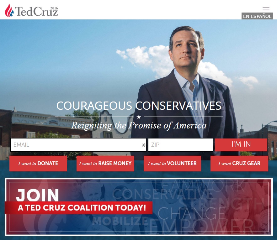 Responzívny dizajn na stránke amerického kandidáta Teda Cruza