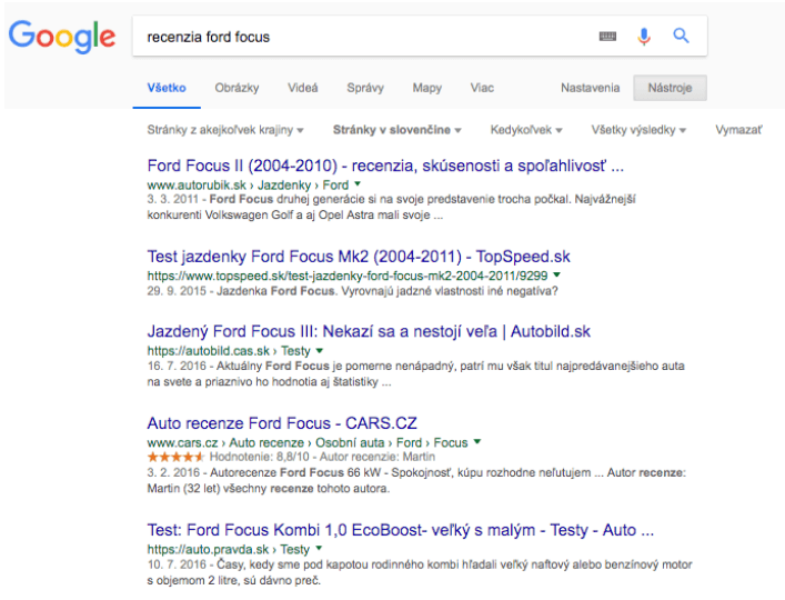Google vyhľadávanie- Recenzie