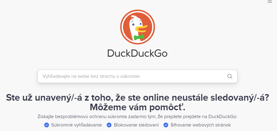 DuckDuckGo vám poskytne súkromné vyhľadávanie.
