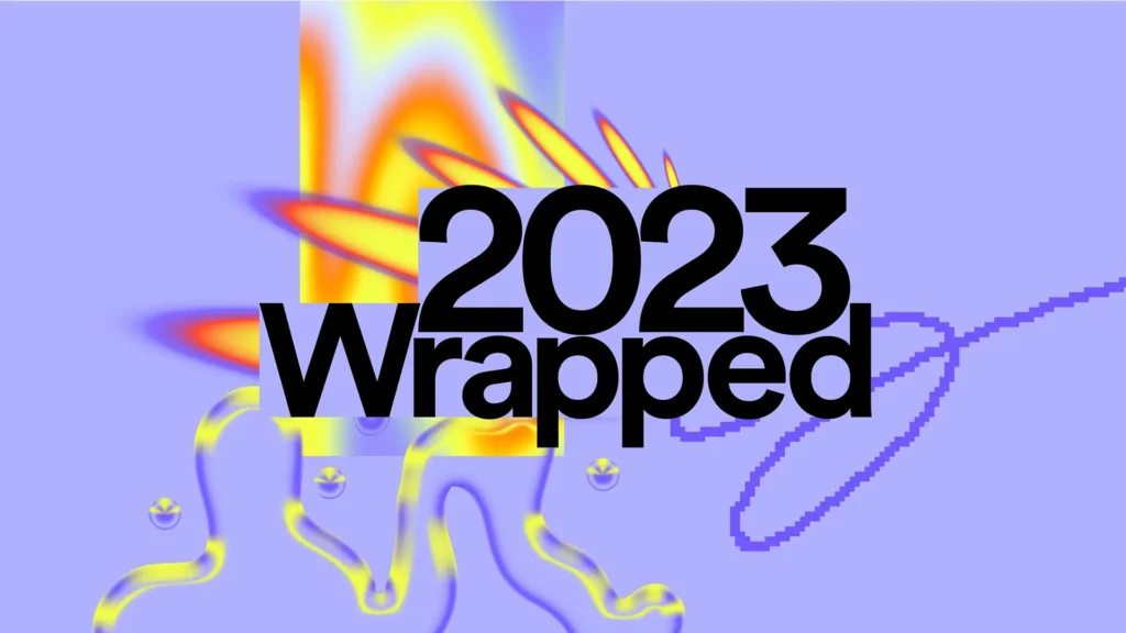 Modro-žltý vizuál Spotify 2023 Wrapped