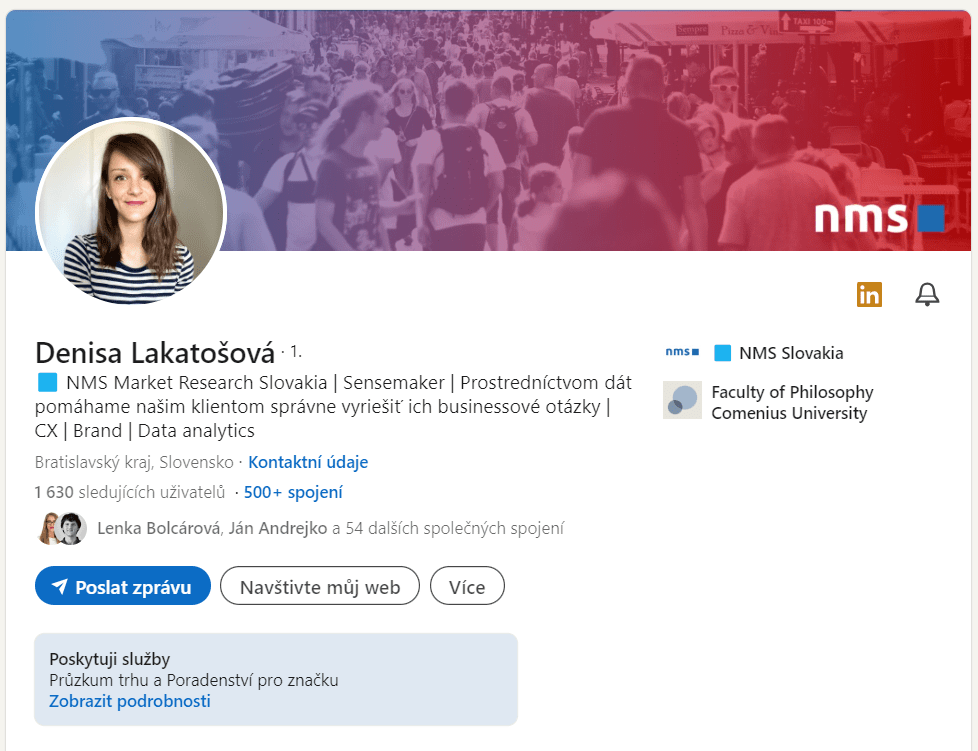 LinkedIn profil Denisa Lakatošová
