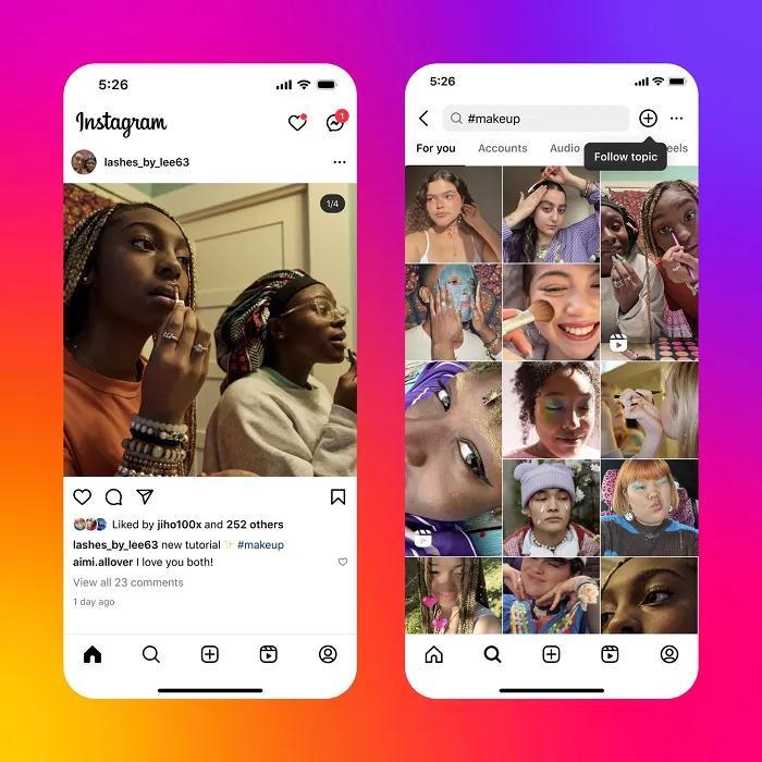 Instagram aktualizoval vyhľadávanie hashtagov s cieľom rozšíriť vyhľadávanie