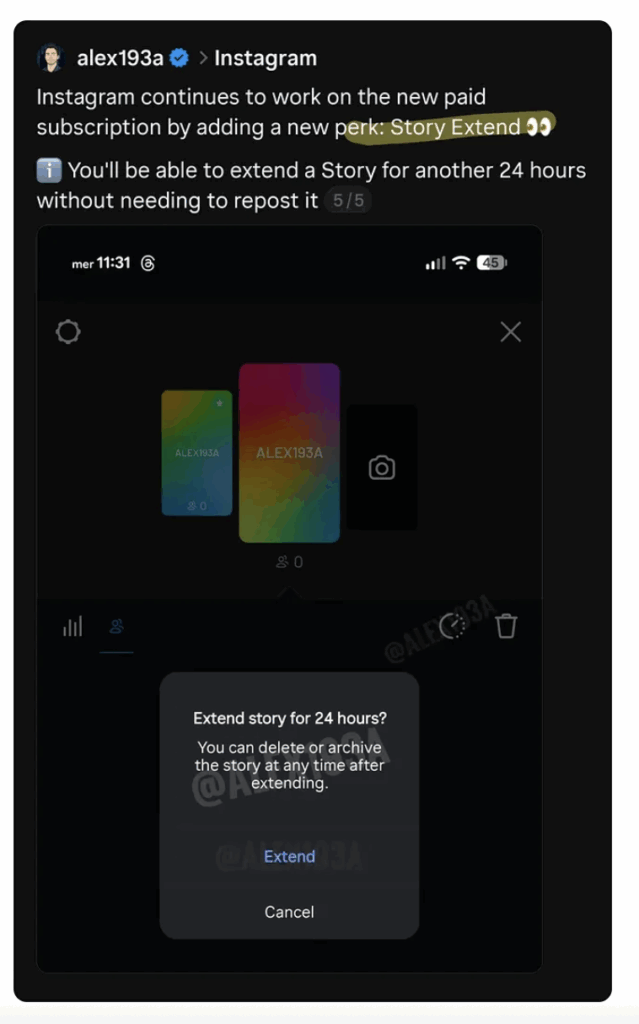 Predĺženie Stories o ďalších 24 hodín