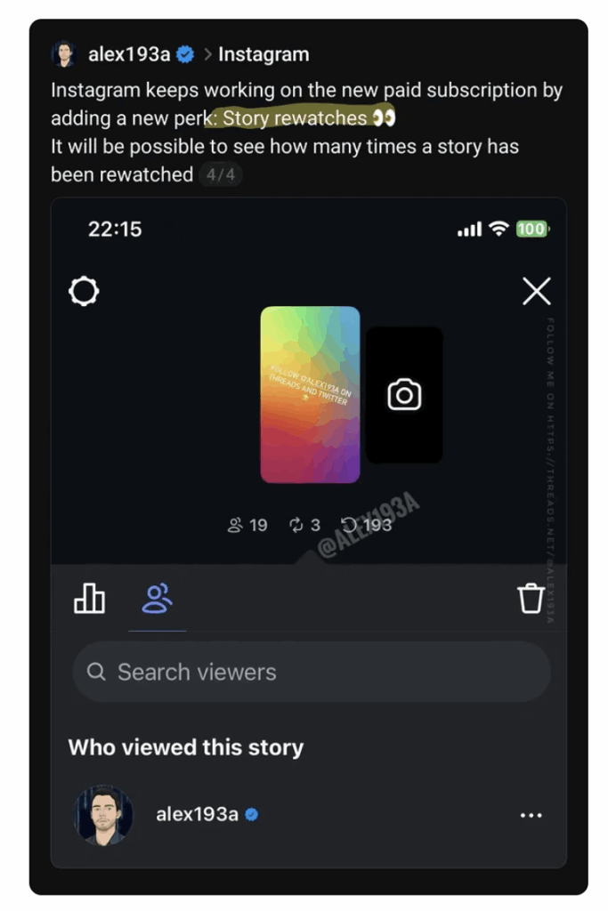 Počet opakovaných zhliadnutí Stories