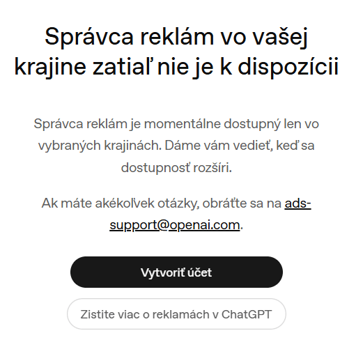 Správca reklám vo vašej krajine zatiaľ nie je k dispozícii